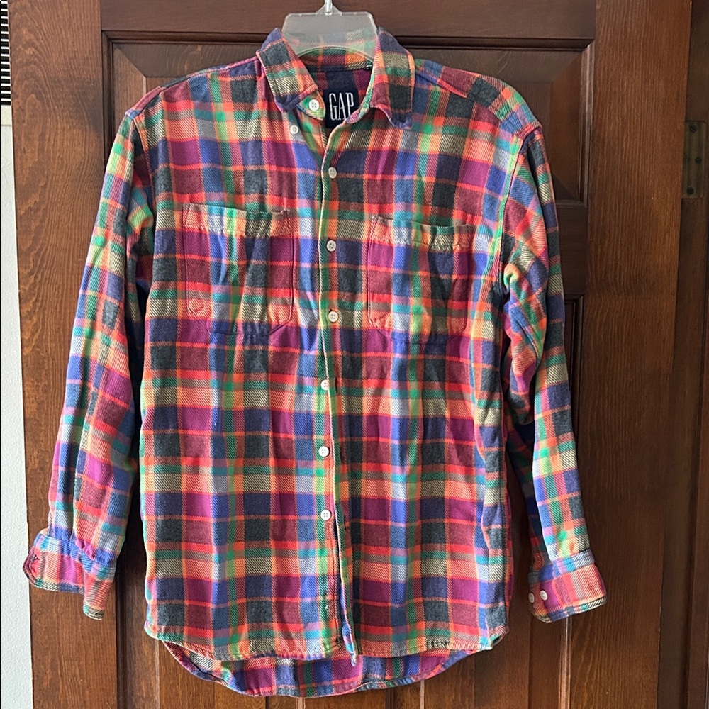 GAP Vibrant Multicolor Plaid Button-Down Shirt